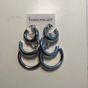 NWT Francesca’s Collection Silver Chunky Hoop Set